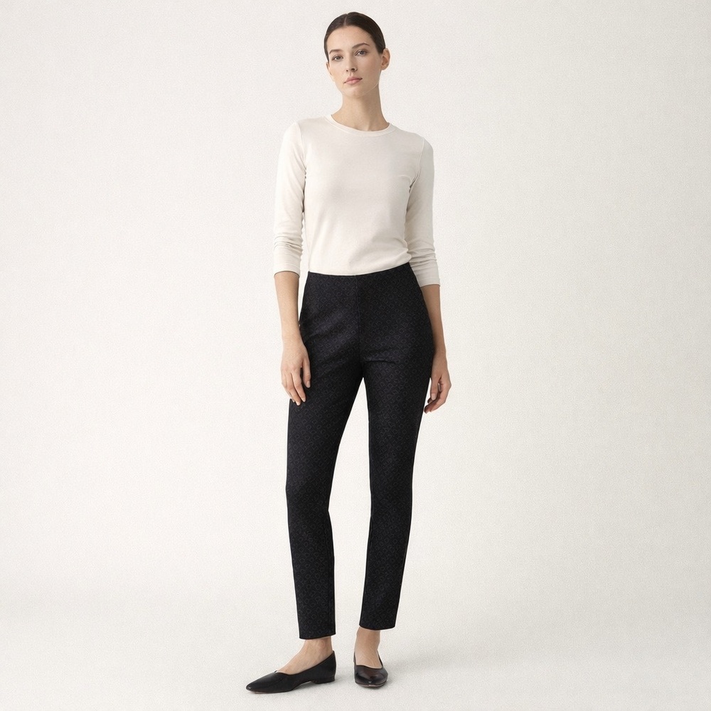 Benetton Black Slim Fit Ankle Pants US 2/ IT 38 Jacquard NWOT